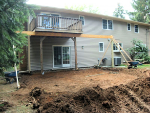 Concrete Patio, Natural Stone Wall, Landscape & Lawn Install/Construction