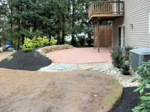 Concrete Patio, Natural Stone Wall, Landscape & Lawn Install/Construction